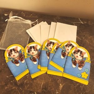 Set of 8 blank cards with envelopes cat